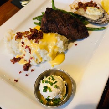 The Butcher's Son - 6 oz sirloin dinner with oyster Rockefeller add-on - Steakhouses Near Me - Chesapeake, Virginia The Butcher's Son - 6 oz sirloin dinner with oyster Rockefeller add-on - Steakhouses Near Me - Chesapeake, Virginia