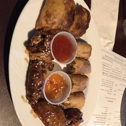 Sok's Bar - Mom's platter. Wings, Eggrolls, potstickers.