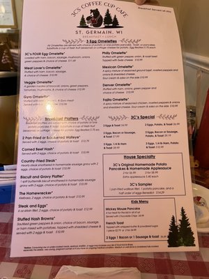 Menu photo 7 3 C's Coffee Cup Cafe Saint Germain, WI