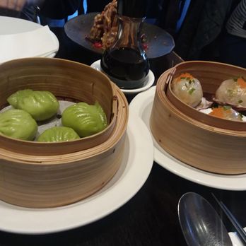 Opium - Har gow with spinach (left), scallop ball things (right). - Dim Sum Near Me - Glasgow, GLG