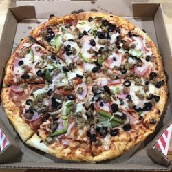 Domino's Pizza - Large Extravaganza with xtra cheese. Delicious.