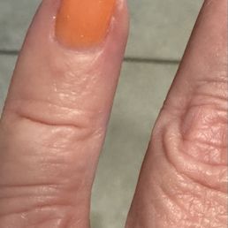 Can see the nail underneath the polish because not enough polish was applied. Can see the nail underneath the polish because not enough polish was applied.