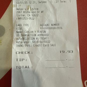 Wahoo's Fish Taco - Total was 21.55 I added the wet style and green sauce to it after the fact - Seafood Near Me - Irvine, California Wahoo's Fish Taco - Total was 21.55 I added the wet style and green sauce to it after the fact - Seafood Near Me - Irvine, California