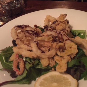 Folco's Ristorante - Calamari frite drizzled with  balsamic reduction. I added freshly squeezed lemon juice for ultimate taste experience. I love lemon. - Italian Near Me - Markham, Ontario