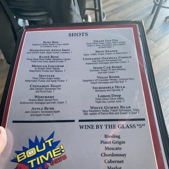 Bout Time Pub & Grub - Shots menu. - Sports Bars Near Me - Vineyard, Utah
