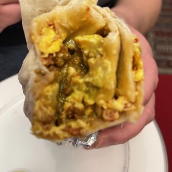 Sabor Latino 17 - Inside of a Chorizo Breakfast Burrito. - Mexican Near Me - Pinole, California Sabor Latino 17 - Inside of a Chorizo Breakfast Burrito. - Mexican Near Me - Pinole, California