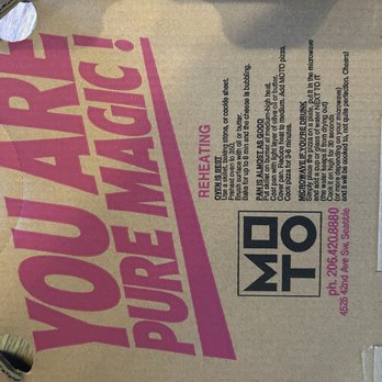 MOTO - Edmonds - The inside of the pizza box. - Pizza Near Me - Edmonds, Washington