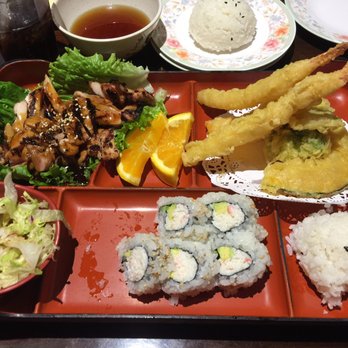 Chobop - I couldn't wait to start before taking the picture so it's missing a few pieces of California roll but all this was only $14.50 - yum! - Sushi Bars Near Me - Costa Mesa, California