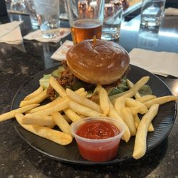 Urban Crave - Hot honey chicken sandwich and Vienna lager