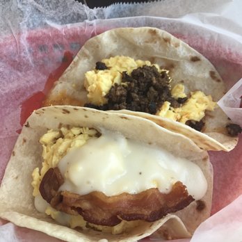 Tacodeli - Bacon/mashed potatoes/eggs and sausage/egg bfast tacos - Tacos Near Me - Houston, Texas Tacodeli - Bacon/mashed potatoes/eggs and sausage/egg bfast tacos - Tacos Near Me - Houston, Texas