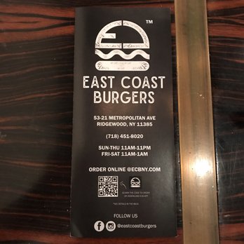 ECB - East Coast Burger Menu - Pizza Near Me - Ridgewood, New York