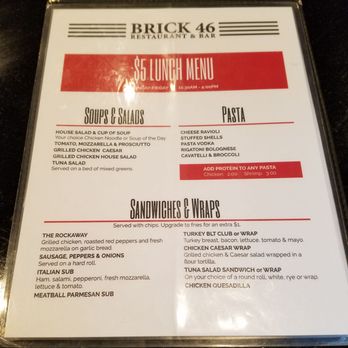 Brick 46 - $5 Lunch Menu - New American Near Me - Rockaway, New Jersey Brick 46 - $5 Lunch Menu - New American Near Me - Rockaway, New Jersey