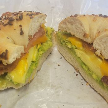 Shirley's Bagels - Californian on an everything bagel minus tomato and red onion with bacon - Sandwiches Near Me - Newport Beach, California