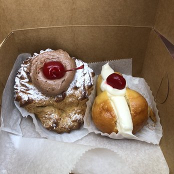 Utica bakery - Cream puff with chocolate hazelnut cream and rum baba with cannoli cream - Bakeries Near Me - Apex, North Carolina Utica bakery - Cream puff with chocolate hazelnut cream and rum baba with cannoli cream - Bakeries Near Me - Apex, North Carolina