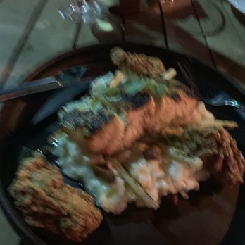 Vintage Year - snapper over creamy risotto, pork belly and white asparagus with fried oysters - Steakhouses Near Me - Montgomery, Alabama Vintage Year - snapper over creamy risotto, pork belly and white asparagus with fried oysters - Steakhouses Near Me - Montgomery, Alabama