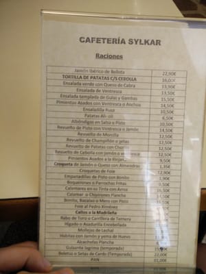 Menu photo 3 Sylkar Madrid, M Menu photo 3 Sylkar Madrid, M
