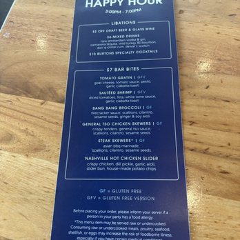 Burtons Grill & Bar - Happy Hour Menu - New American Near Me - Riverdale Park, Maryland