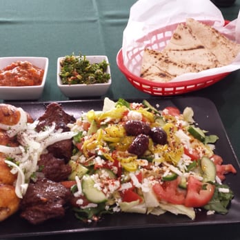 Tonir Cafe - Chicken and beef kabob with Greek salad - Mediterranean Near Me - Burbank, California Tonir Cafe - Chicken and beef kabob with Greek salad - Mediterranean Near Me - Burbank, California