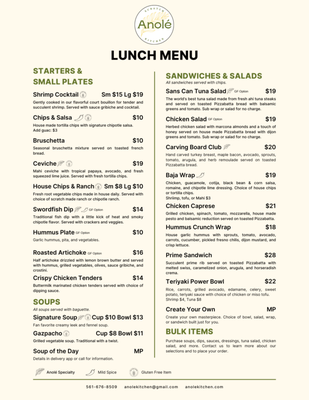 Menu photo 1 Anolé Scratch Kitchen Boynton Beach, FL