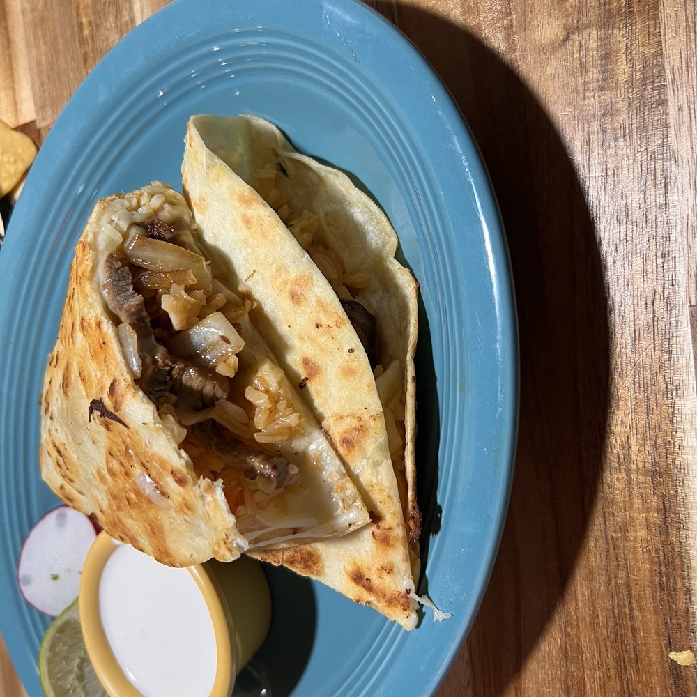Agave Azul - Steak Quesadilla added rice and onions - Mexican Near Me - Chesapeake, Virginia