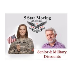 5 Star Moving Services - 5 Star Moving always offers Senior & Millitary Discounts