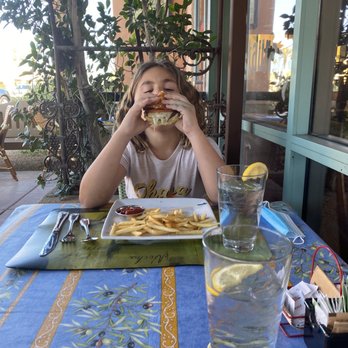 French Corner Cafe - My beautiful granddaughter enjoying Kids Baby Burger - Bakeries Near Me - Palm Desert, California