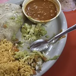 I got quesadilla plate with charro beans, rice, tortillas, salad, and 3 quesadilla