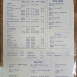 Moon Bean Cafe - Menu, one side, no back