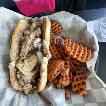 Bit Burger Knox - Philly Chicken with Side Sweet Potato Fries - Burgers Near Me - Knoxville, Tennessee