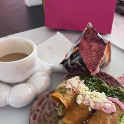 Keep It Simple - Taquitos, hot cheeto elote, latte