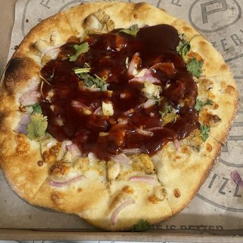 Pieology Pizzeria, Rancho Mirage, CA - BBQ Chicken pizza with the sauce dumped on top instead of a light drizzle, like most pizza with an after bake sauce. - Pizza Near Me - Rancho Mirage, California Pieology Pizzeria, Rancho Mirage, CA - BBQ Chicken pizza with the sauce dumped on top instead of a light drizzle, like most pizza with an after bake sauce. - Pizza Near Me - Rancho Mirage, California
