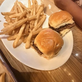 BJ's Restaurant & Brewhouse - 2 slider Kids' Mini Burgers - New American Near Me - Montebello, California BJ's Restaurant & Brewhouse - 2 slider Kids' Mini Burgers - New American Near Me - Montebello, California
