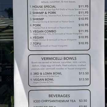 3rd & Loma - Main Menu: Spring Rolls, Vermicelli Bowls, and Beverages. - Vietnamese Near Me - Long Beach, California