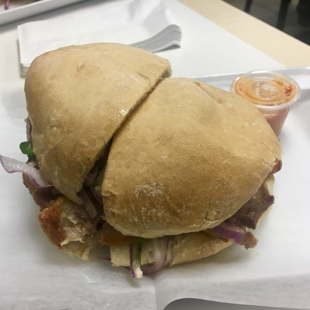 El Pollo Gordo Restaurant - Pan con chicharron. - Latin American Near Me - Paterson, New Jersey El Pollo Gordo Restaurant - Pan con chicharron. - Latin American Near Me - Paterson, New Jersey