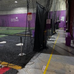 Full size practice tunnels with automated pitching machines that throw REAL baseballs and softballs at different speeds.
