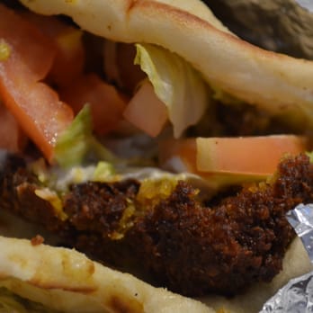 Middle Eastern Halal Food 69st - Close up of the Falafel Sandwich - Food Trucks Near Me - Brooklyn, New York Middle Eastern Halal Food 69st - Close up of the Falafel Sandwich - Food Trucks Near Me - Brooklyn, New York
