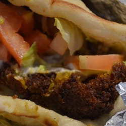 Middle Eastern Halal Food 69st - Close up of the Falafel Sandwich
