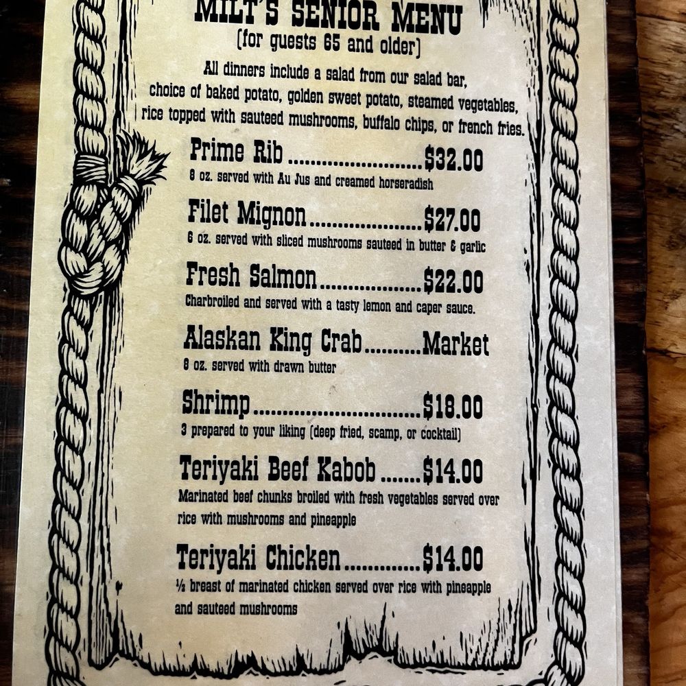 Childs menu and 65 and older menu Childs menu and 65 and older menu