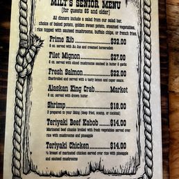 Childs menu and 65 and older menu Childs menu and 65 and older menu