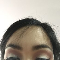 The makeup look I had gotten at the salon. Unblended eyeshadow, lumpy eyeliner and lash glue in my eyes and lashes. The makeup look I had gotten at the salon. Unblended eyeshadow, lumpy eyeliner and lash glue in my eyes and lashes.