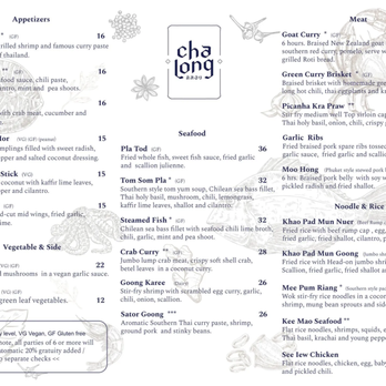 Chalong - Menu Sept '24 - Thai Near Me - New York, New York