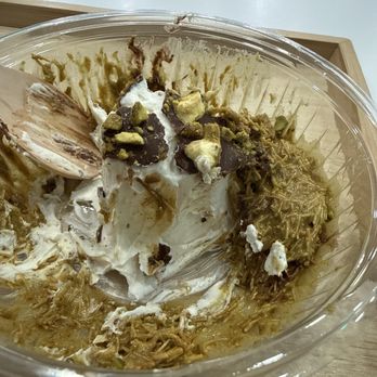 Let Eat Yogurt - Dubai chocolate line (with yogurt texture shown) - Desserts Near Me - Buena Park, California