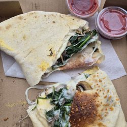 Cadillac Cafe - Breakfast veggie calzone!!!