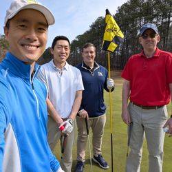 BridgeMill Athletic Club - The crew on Hole No. 1 on Saturday, February 21, 2026.