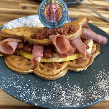Let’s Waffle - Breakfast Waffle with Bacon, Ham, and Little Smokies - Breakfast & Brunch Near Me - Cape Coral, Florida Let’s Waffle - Breakfast Waffle with Bacon, Ham, and Little Smokies - Breakfast & Brunch Near Me - Cape Coral, Florida