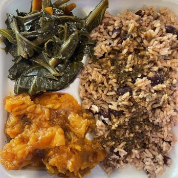 Hillside Caribbean Cuisine - Vegetarian plate (greens, Yams, Rice and Peas) - Caribbean Near Me - Charlotte, North Carolina Hillside Caribbean Cuisine - Vegetarian plate (greens, Yams, Rice and Peas) - Caribbean Near Me - Charlotte, North Carolina