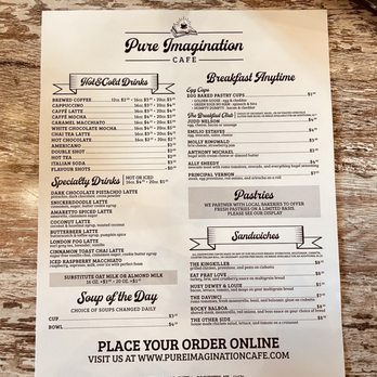 Pure Imagination Cafe - Menu - Coffee & Tea Near Me - Rochester, New York