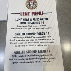 Burgersmith - Lent menu