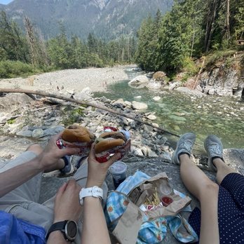 Othello Tunnels - Eating lunch facing the Fraser river beside the Othellk Tunnels trail - Hiking Near Me - Hope, British Columbia Othello Tunnels - Eating lunch facing the Fraser river beside the Othellk Tunnels trail - Hiking Near Me - Hope, British Columbia