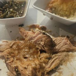 Turkey, mashed potatoes and green beans Turkey, mashed potatoes and green beans